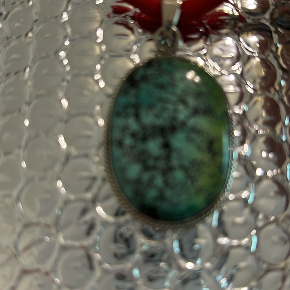 TIBETIAN  TURQUOISE NEW Sterling silver Tibetan turquoise pendant - Picture 4 of 9